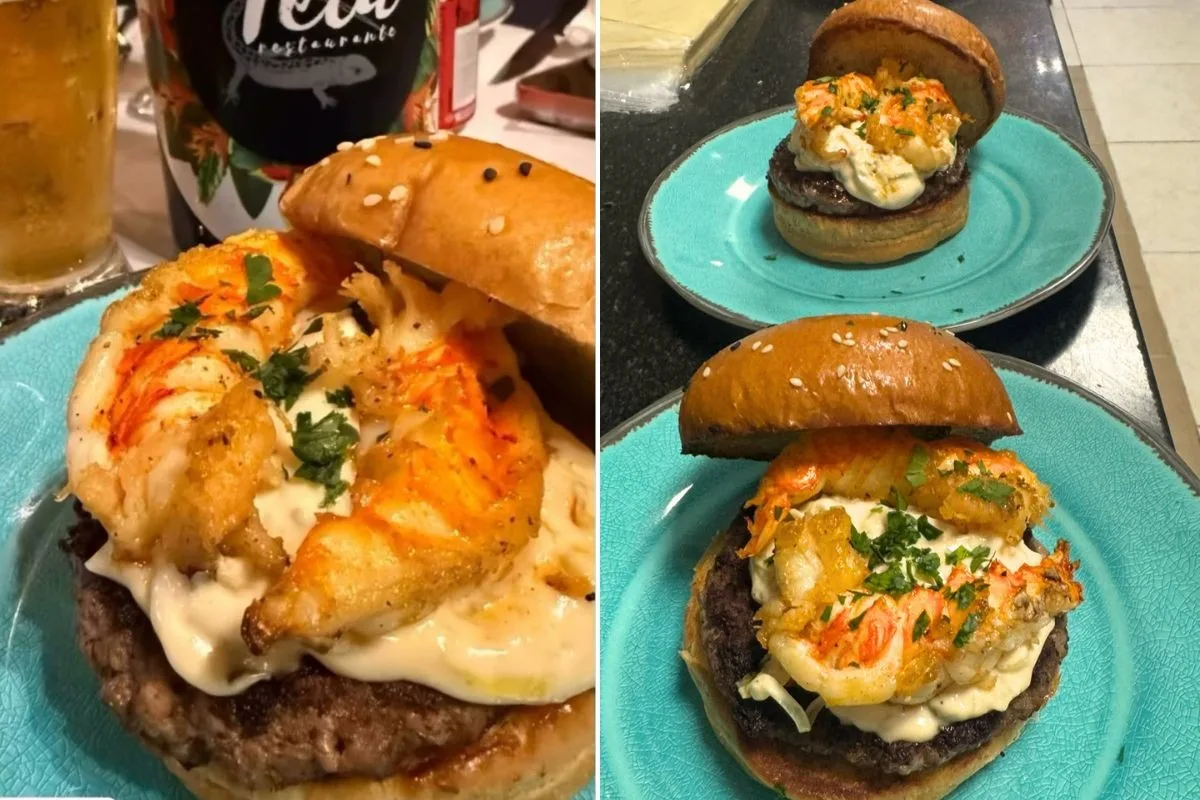 Teiú serve hambúrguer de Angus com cauda de lagosta no Guarujá