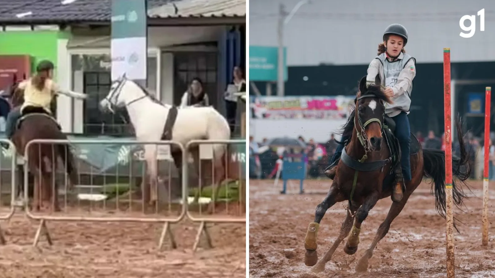 Menina de 12 anos detém cavalo solto durante prova na Expointer
