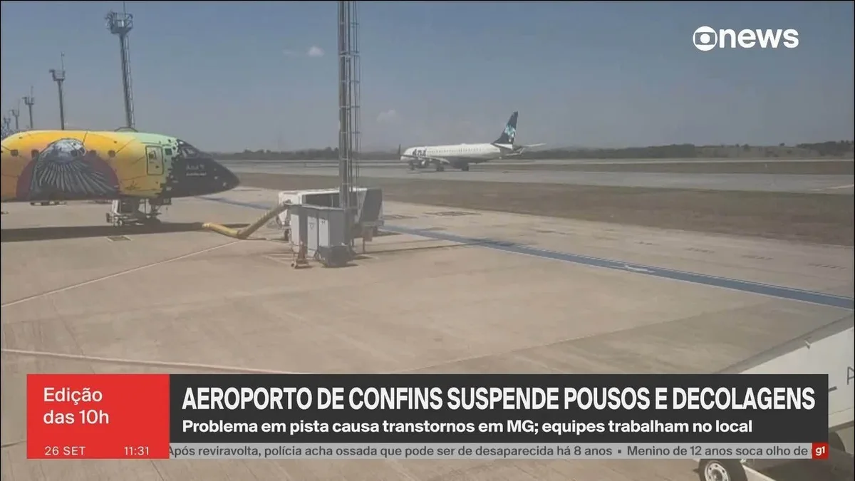 Confins suspende operações após problema na pista e cancela 20 voos