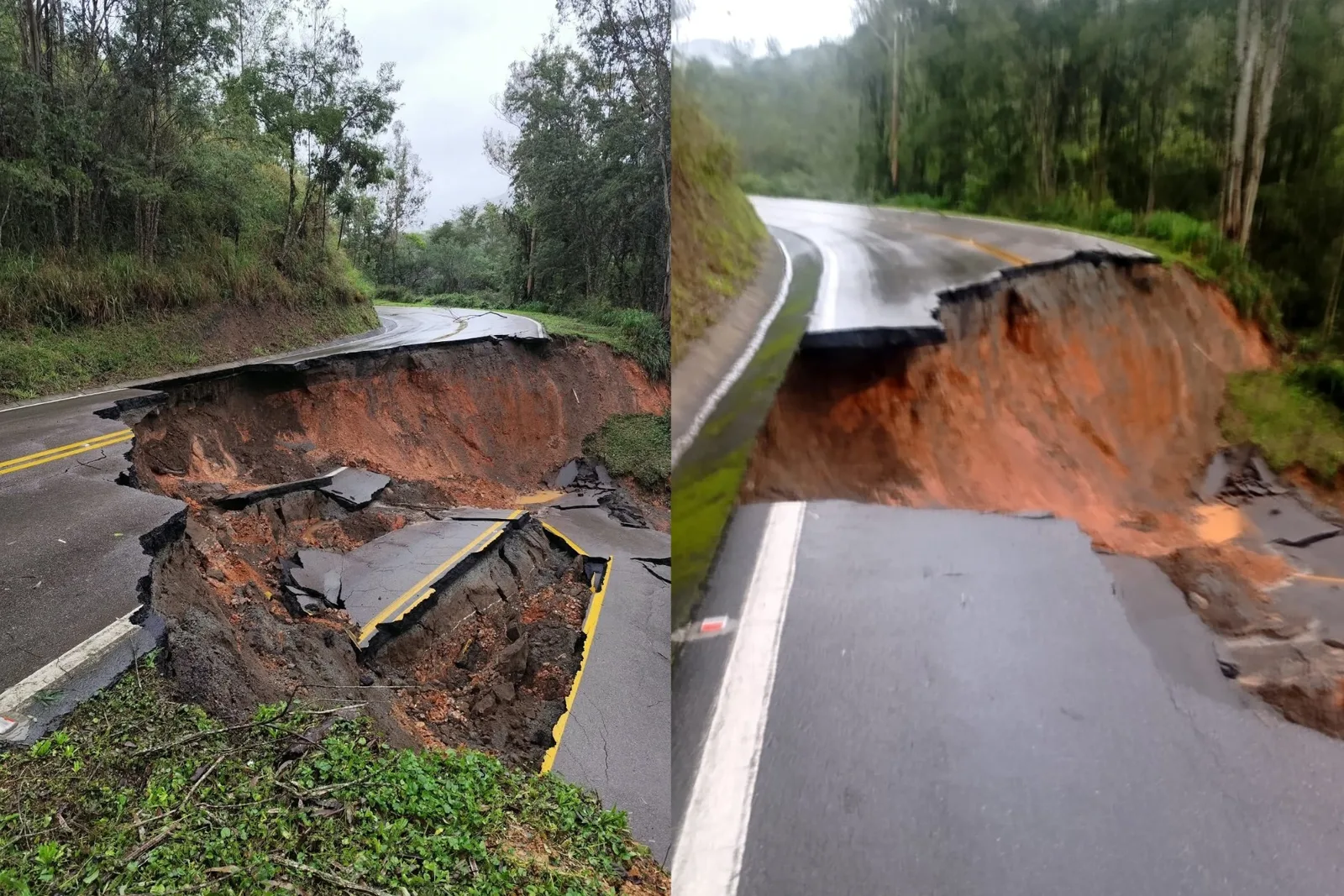 Erosão interrompe BR-476 e bloqueia ponte entre Paraná e São Paulo