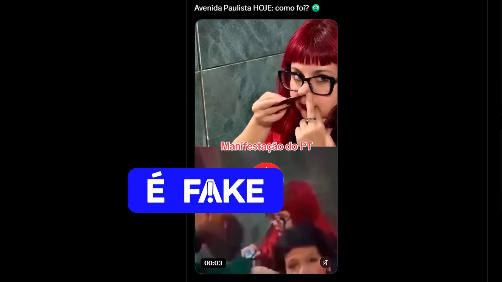 Vídeo de mulher com pó branco não foi gravado em ato pró-Lula na Paulista