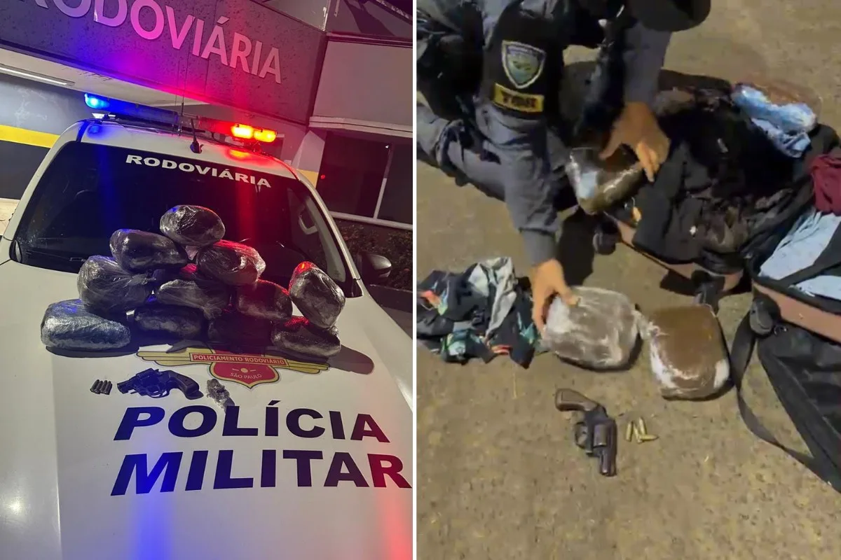 Passageiro é detido com haxixe, skunk e arma em ônibus em Rancharia