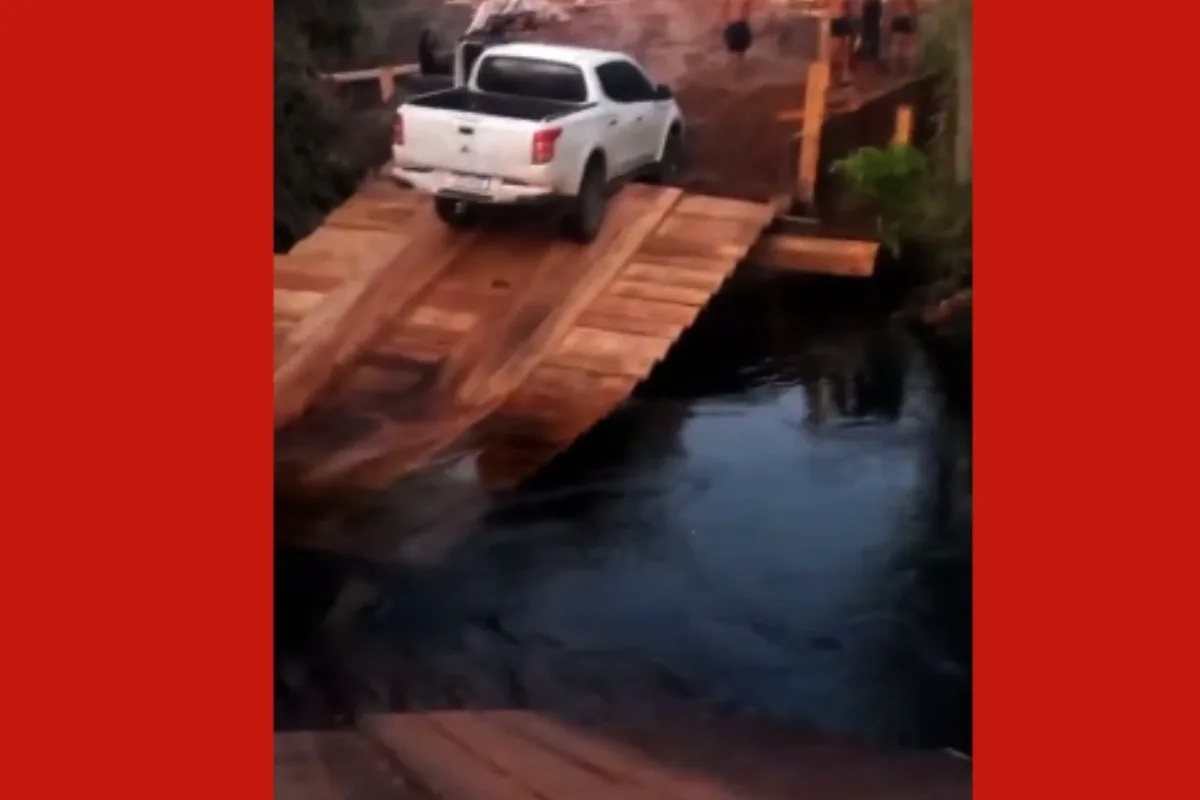 Ponte cai após chuva e ventania em aldeia indígena de Mato Grosso