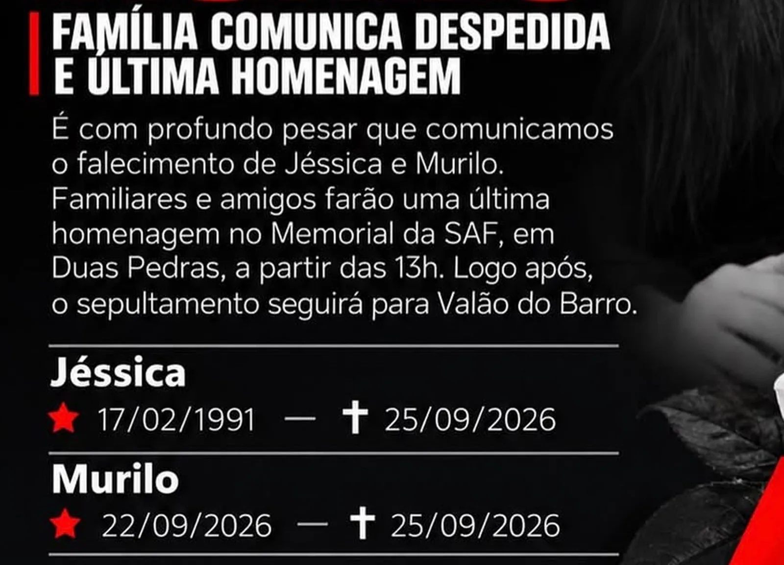 Família se despede de mulher e bebê mortos em acidente na RJ-116