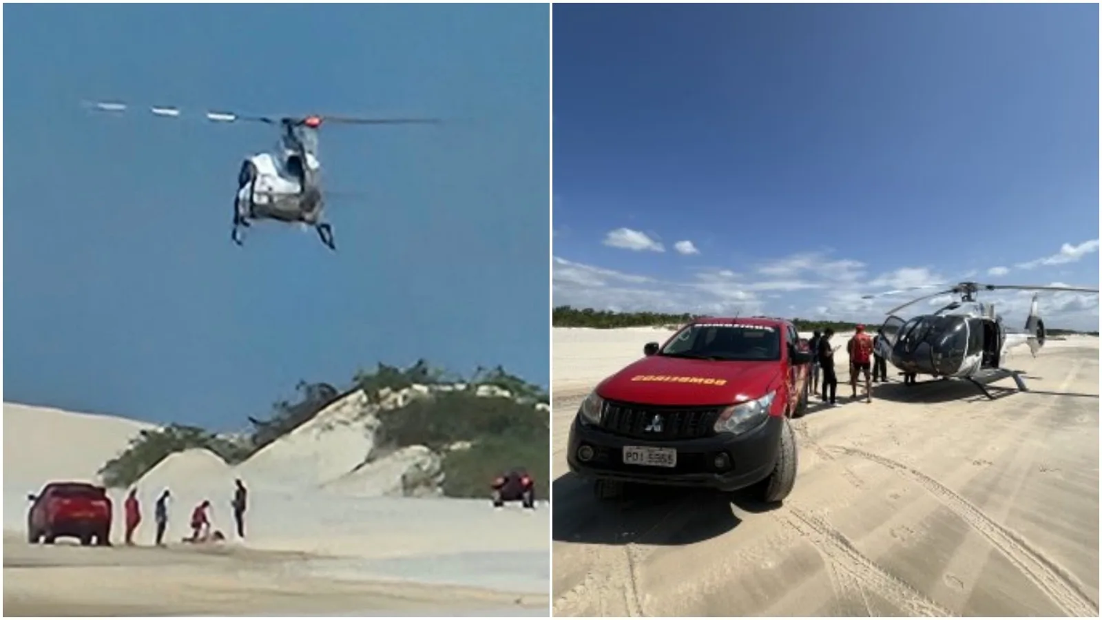 Turista de São Paulo é levada de helicóptero após acidente em Jericoacoara