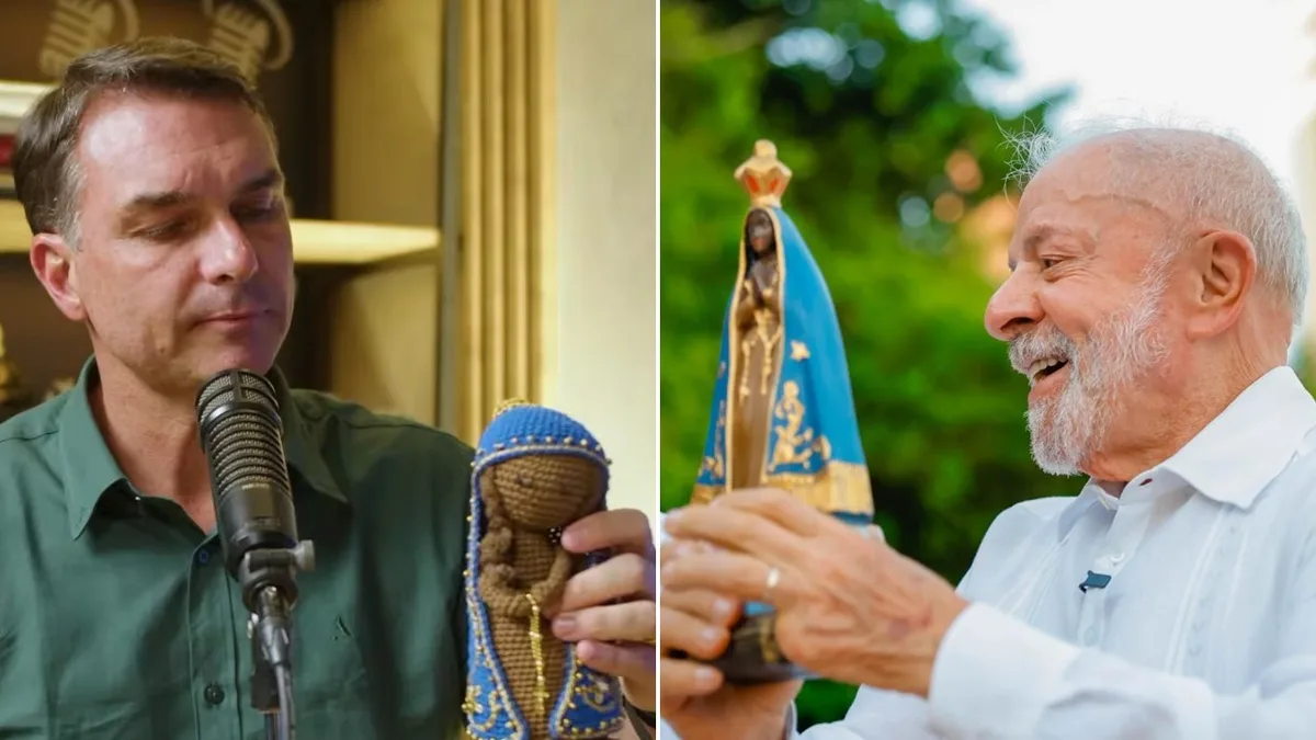 Lula e Flávio participam de cerimônias religiosas no Dia de Nossa Senhora