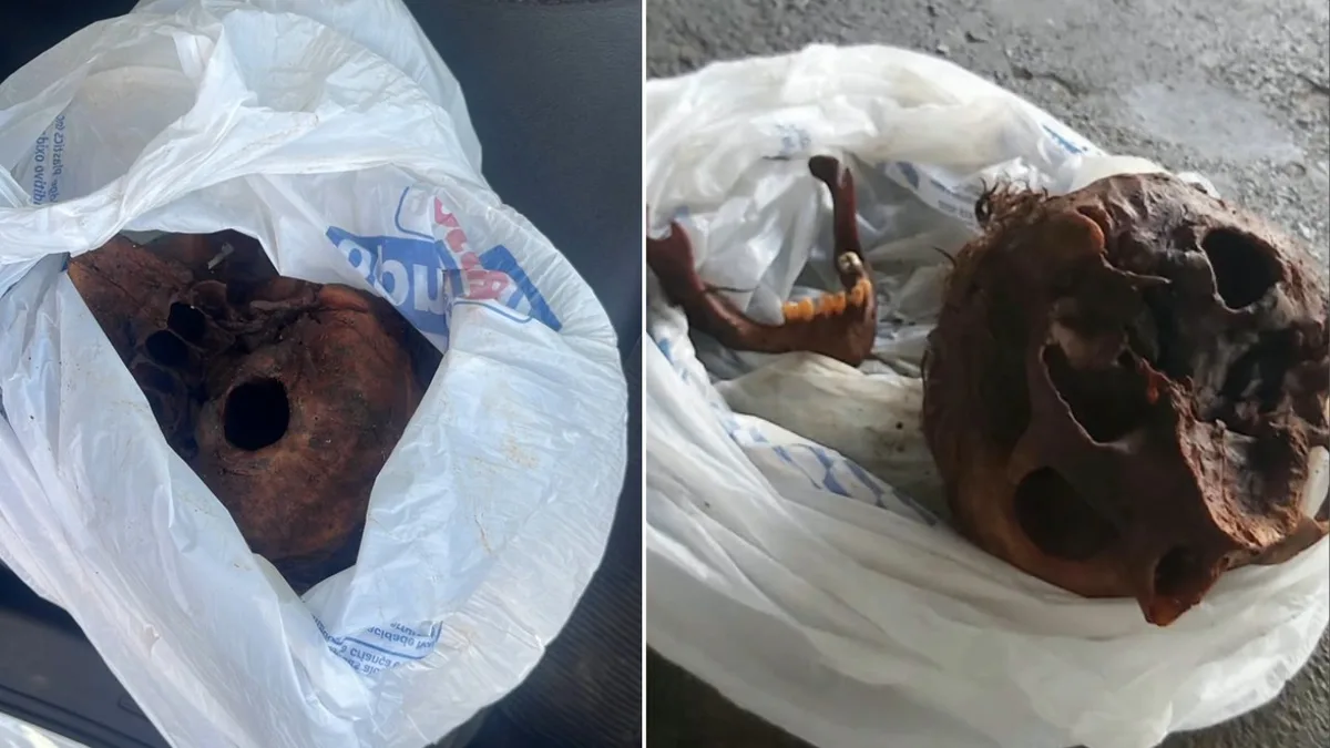 Crânio é levado a delegacia após ser encontrado em sacola em Contagem