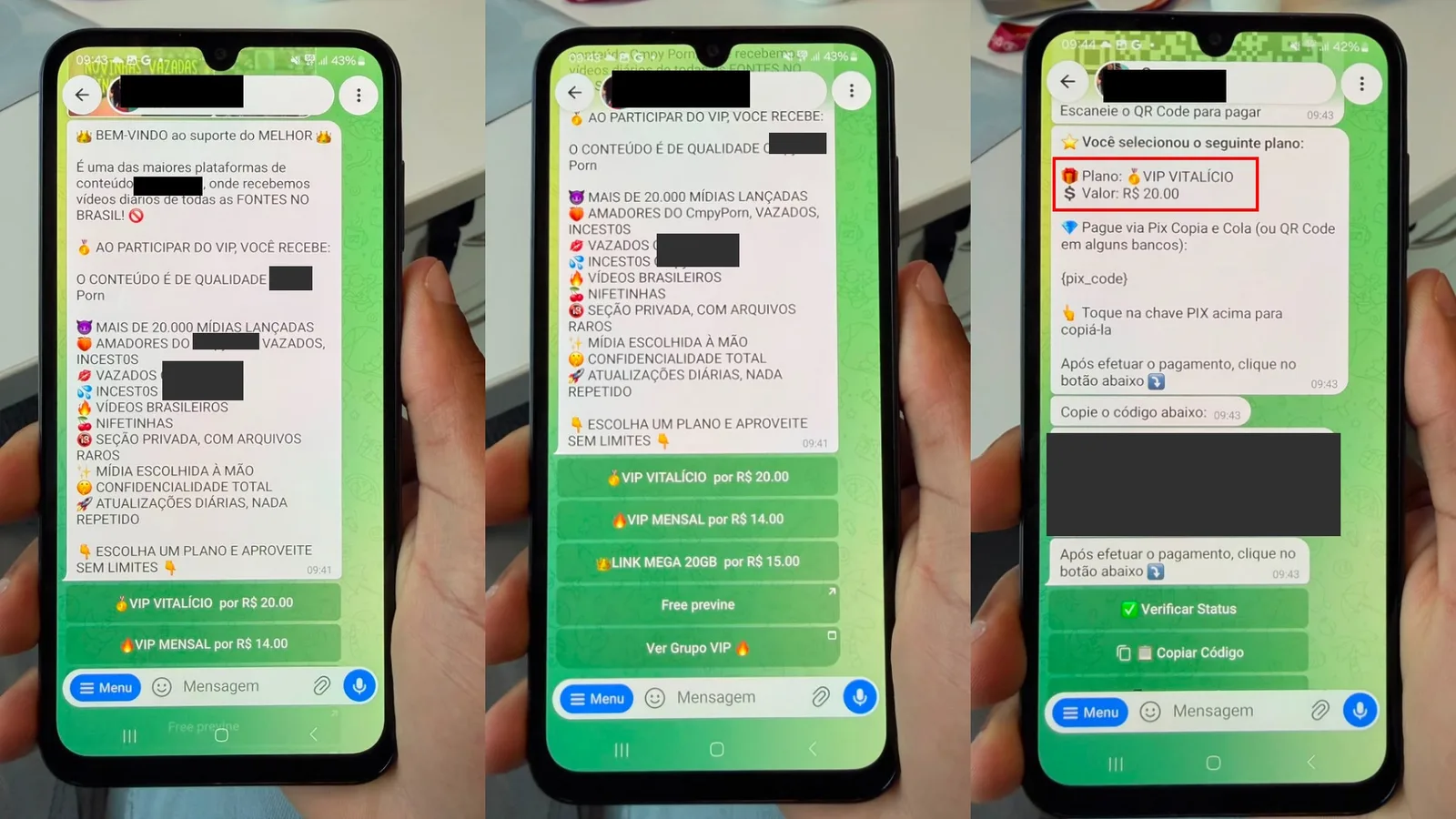 Telegram e TikTok são usados para vender material de abuso infantil por PIX