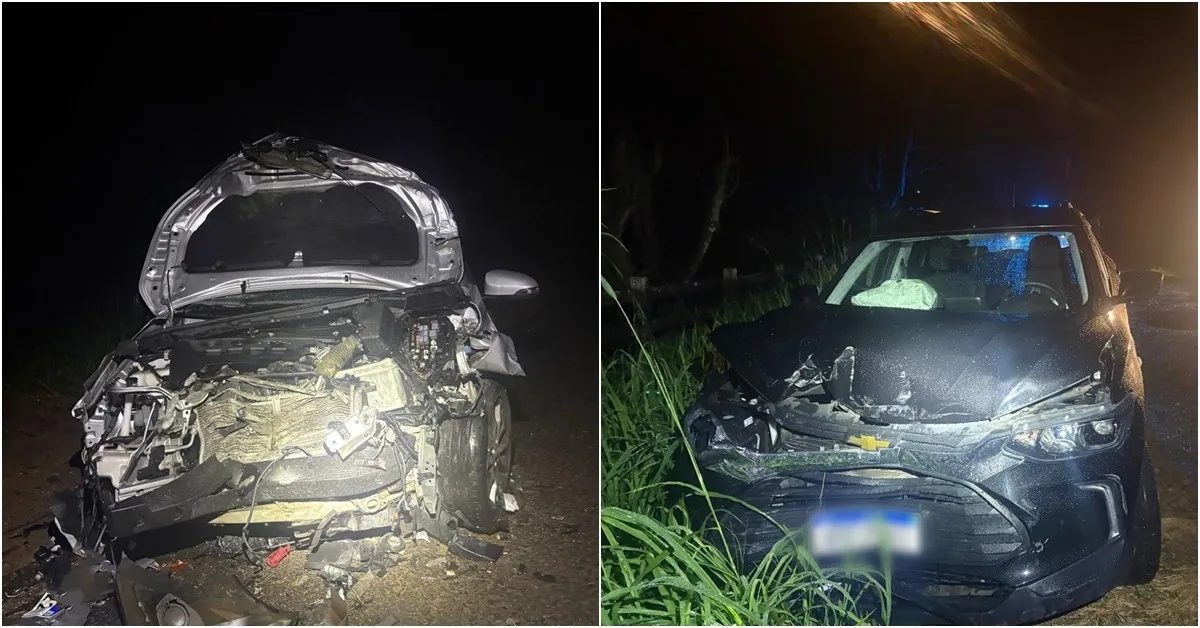 Batida entre três carros deixa quatro feridos graves em Minas Gerais