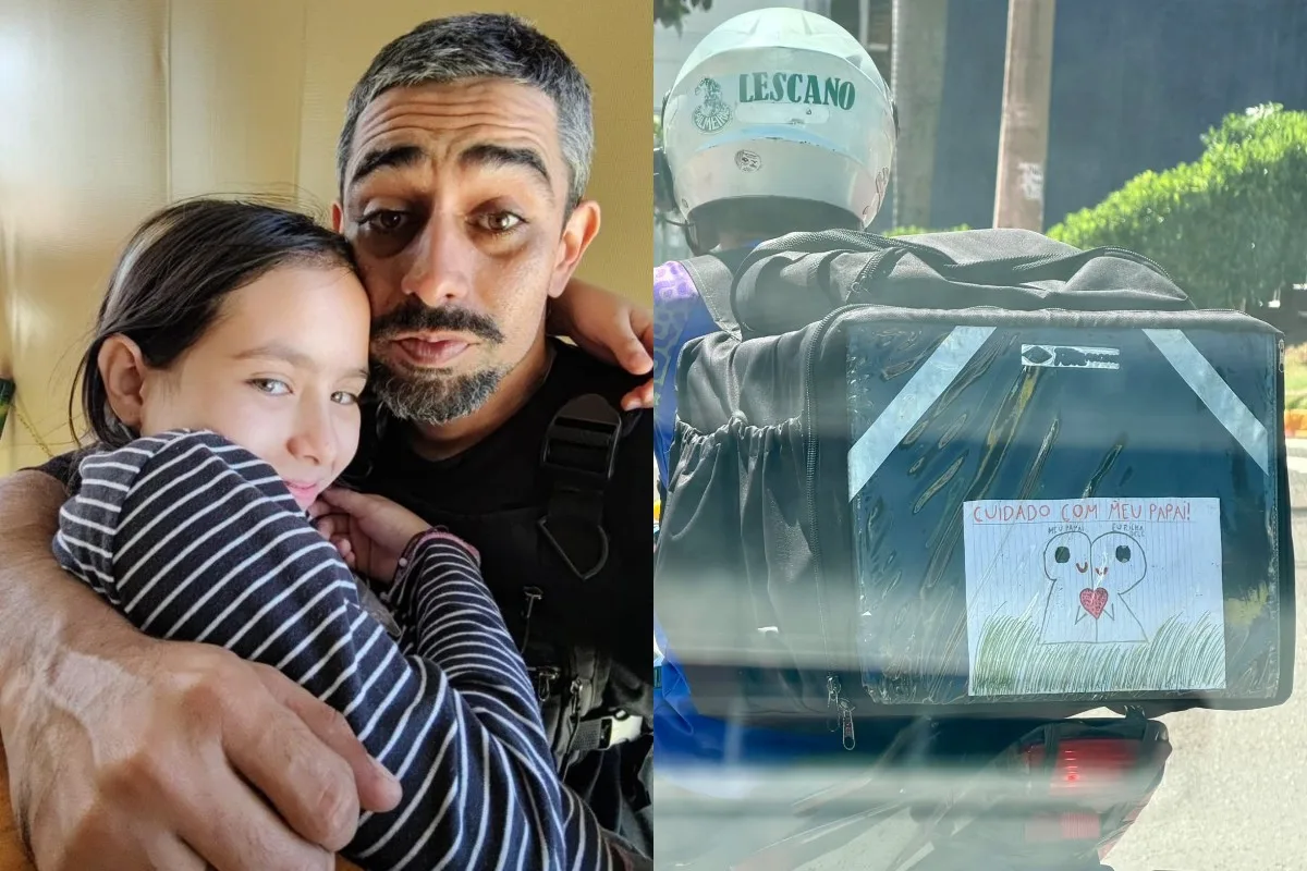 Recado de Cecília na bag acompanha pai motoboy pelas ruas de Campo Grande