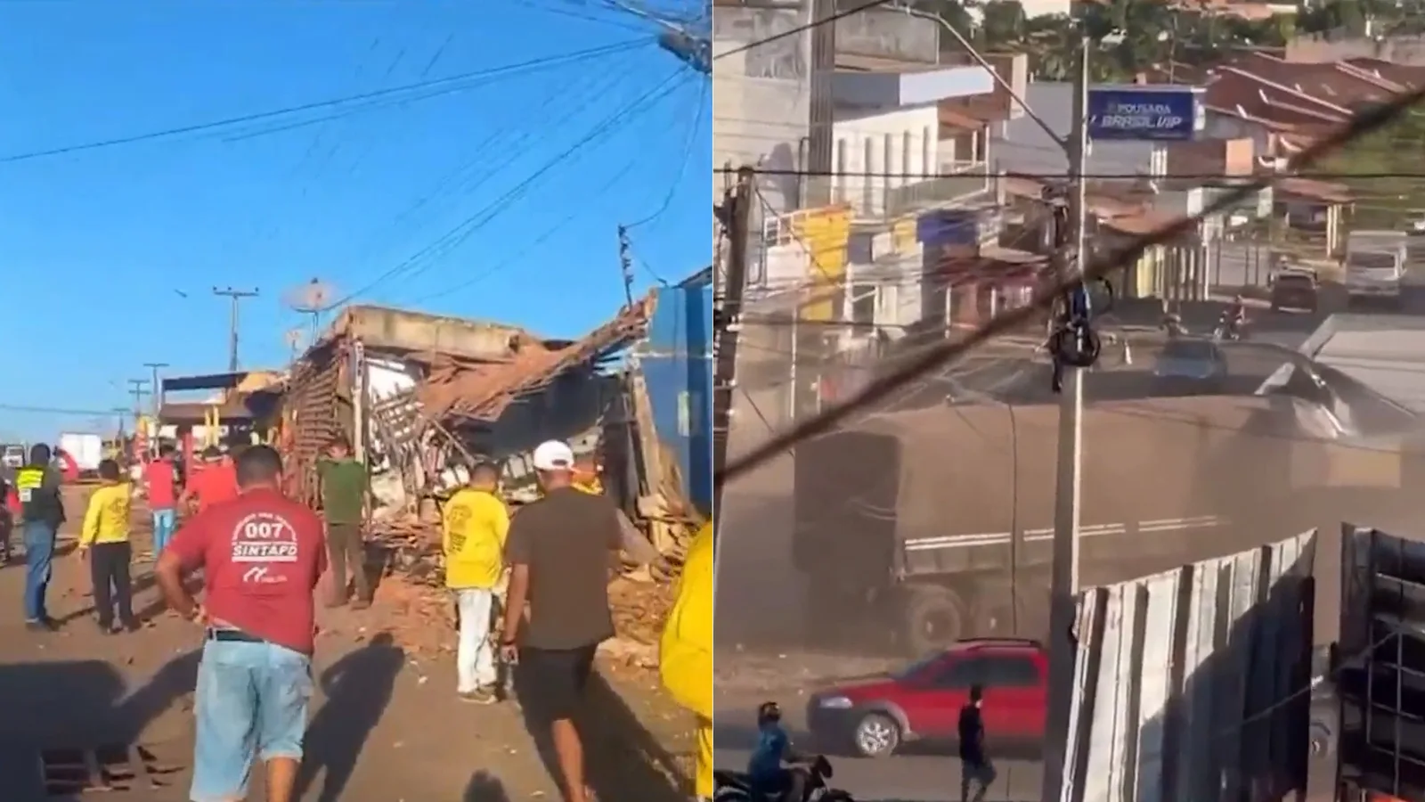 Carreta atinge pontos comerciais perto de rodoviária em Presidente Dutra